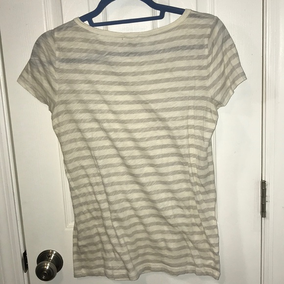 NWOT j.crow tan and grey stripes tee sz small - Picture 4 of 5
